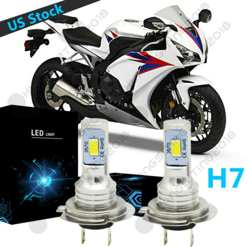 H7 LED Headlight Bulb 6000K White 100W BY For Honda CBR1000RR CBR600RR 2003-2016